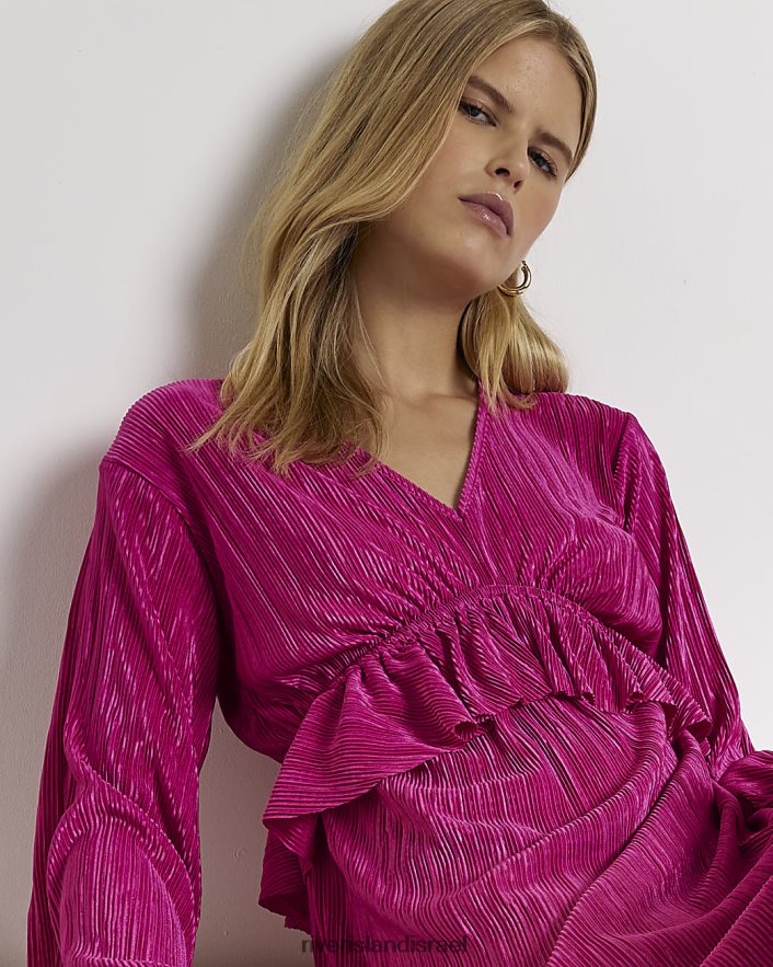 לבוש River Island שמלת מיידי עם שרוולים ארוכים וָרוֹד נשים BDZ408549