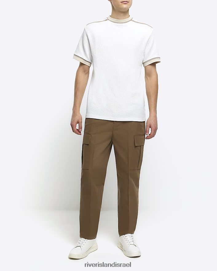 לבוש River Island חולצת טריקו מודבקת בגזרה דקיקה בגזרה לבן גברים BDZ4085504