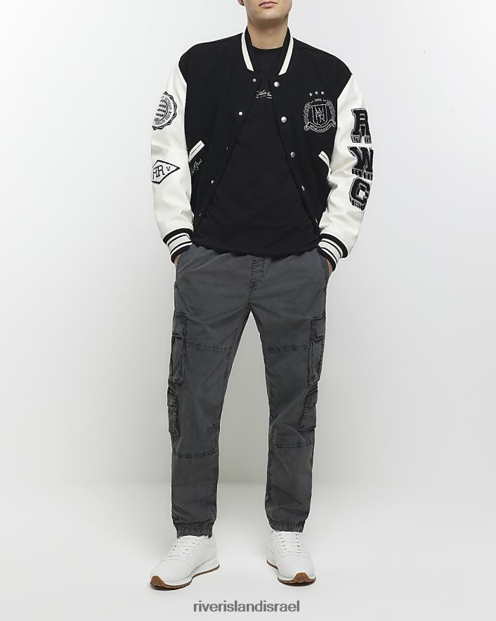 לבוש River Island חולצת טריקו גרפית פרחונית בכושר רגיל שָׁחוֹר גברים BDZ4085509