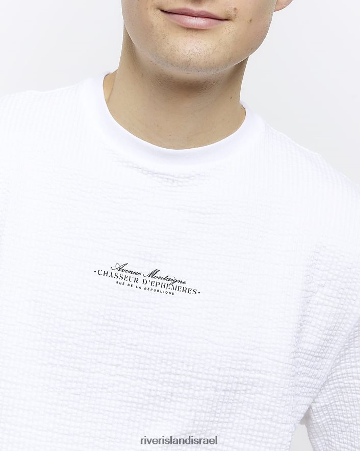 לבוש River Island חולצת טריקו גרפית בגזרה רגילה לבן גברים BDZ4085523