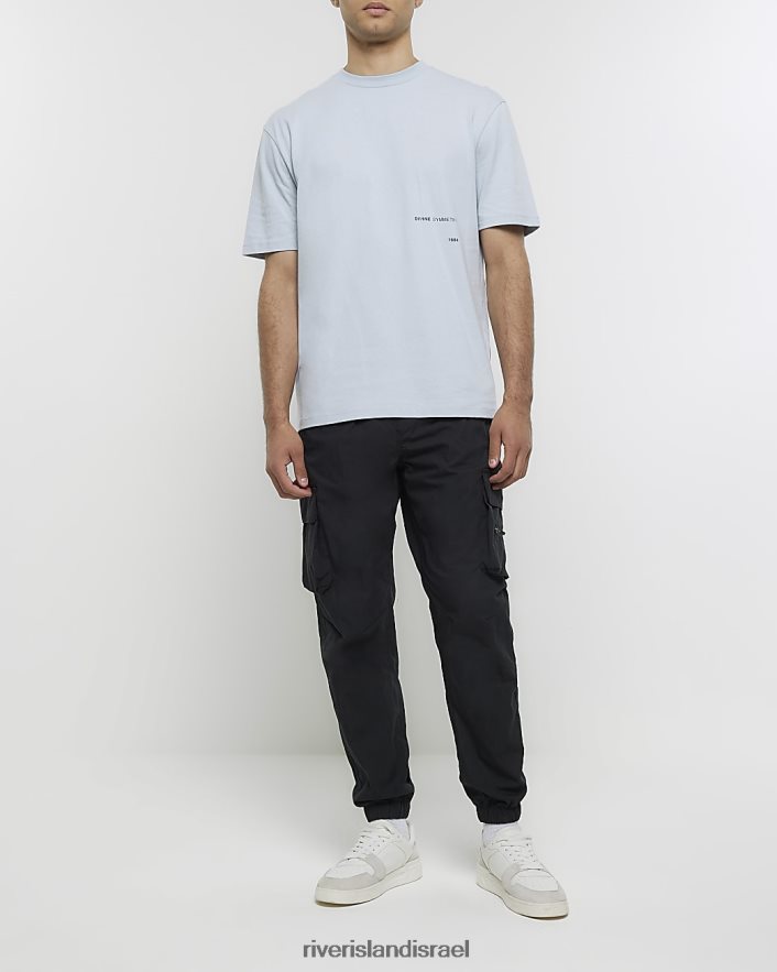 לבוש River Island חולצה גרפית בכושר רגיל כְּחוֹל גברים BDZ4085528