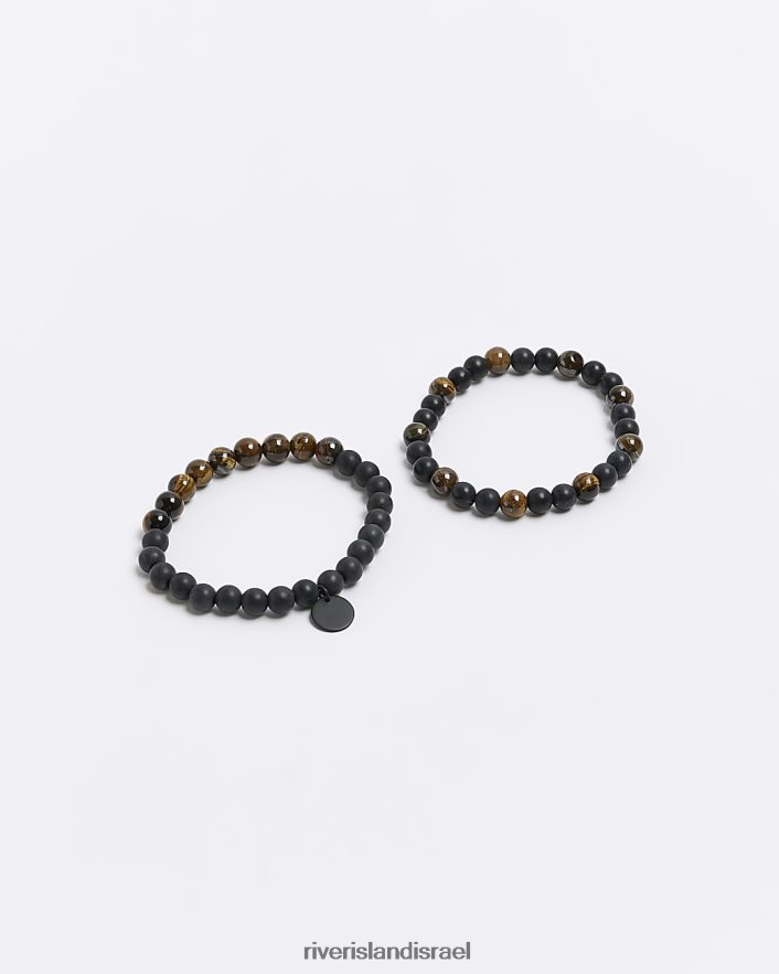 אביזרים River Island חבילת צמיד חרוזים חום גברים BDZ4085538