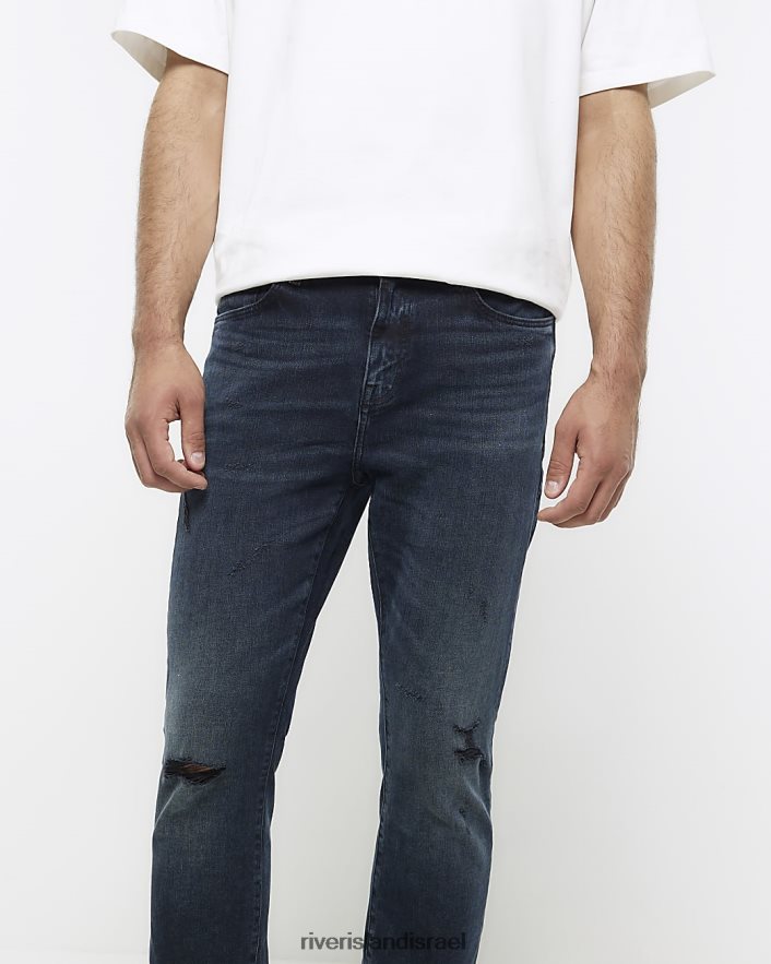 לבוש River Island ג'ינס בגזרת סקיני כחול כהה גברים BDZ4085541