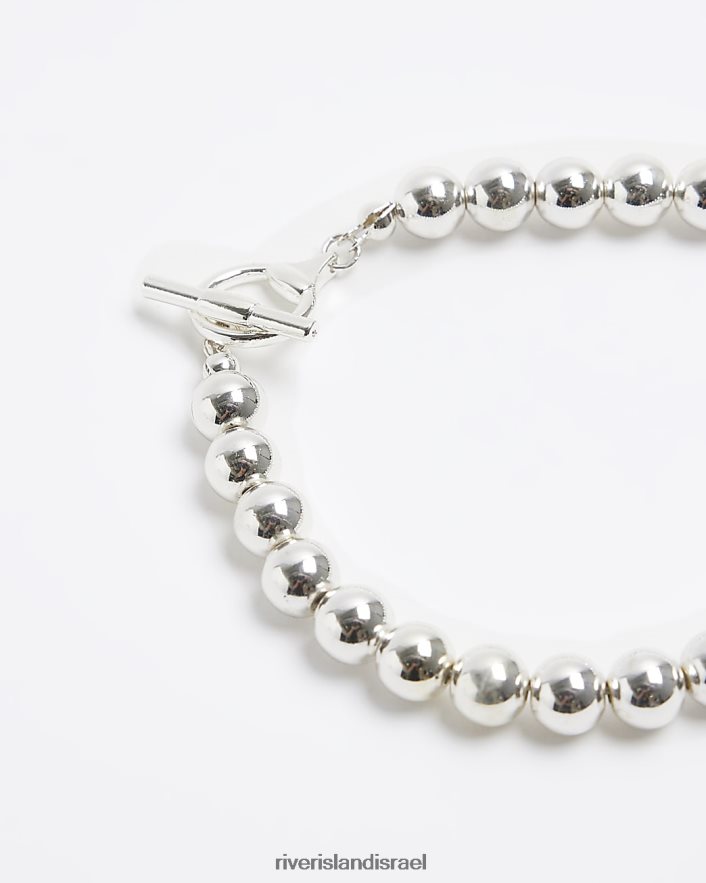 אביזרים River Island צמיד כדור צבעוני כסף גברים BDZ4085549