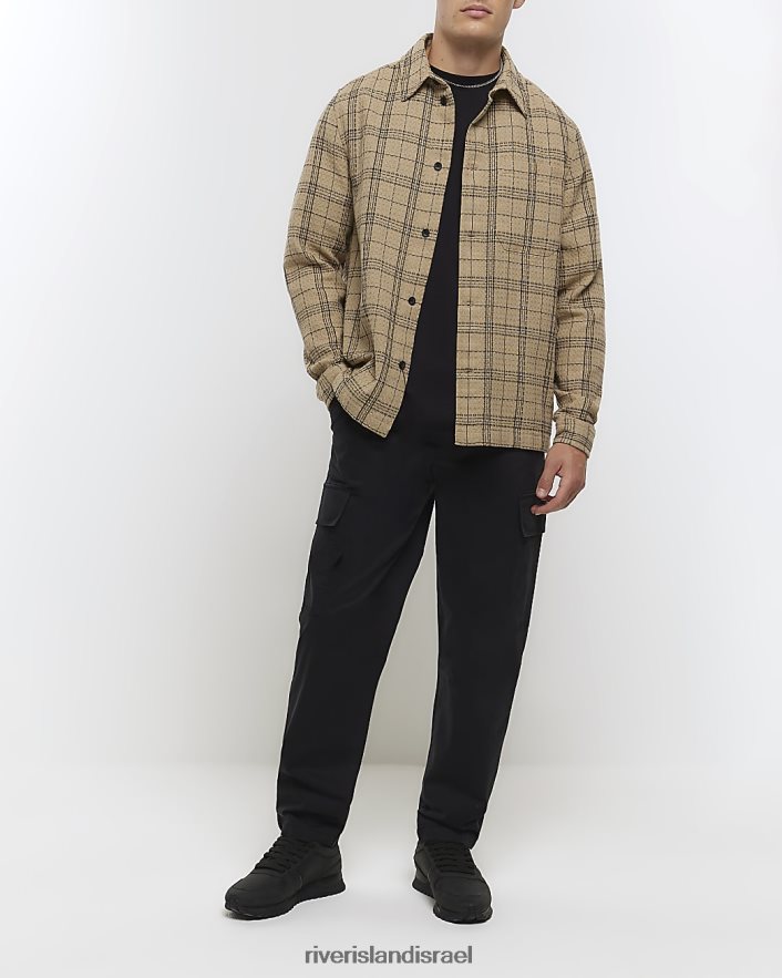 לבוש River Island חולצת וופל בהתאמה רגילה אֶבֶן גברים BDZ4085558