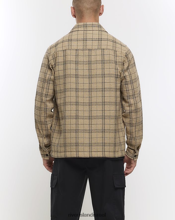 לבוש River Island חולצת וופל בהתאמה רגילה אֶבֶן גברים BDZ4085558