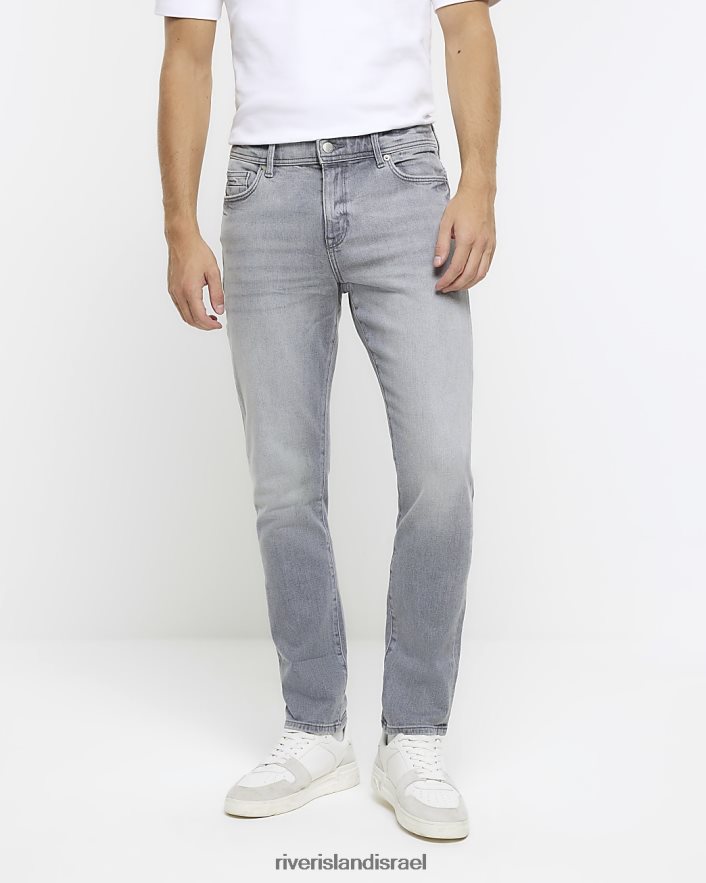לבוש River Island ג'ינס דהה בגזרת סקיני אפור גברים BDZ4085563