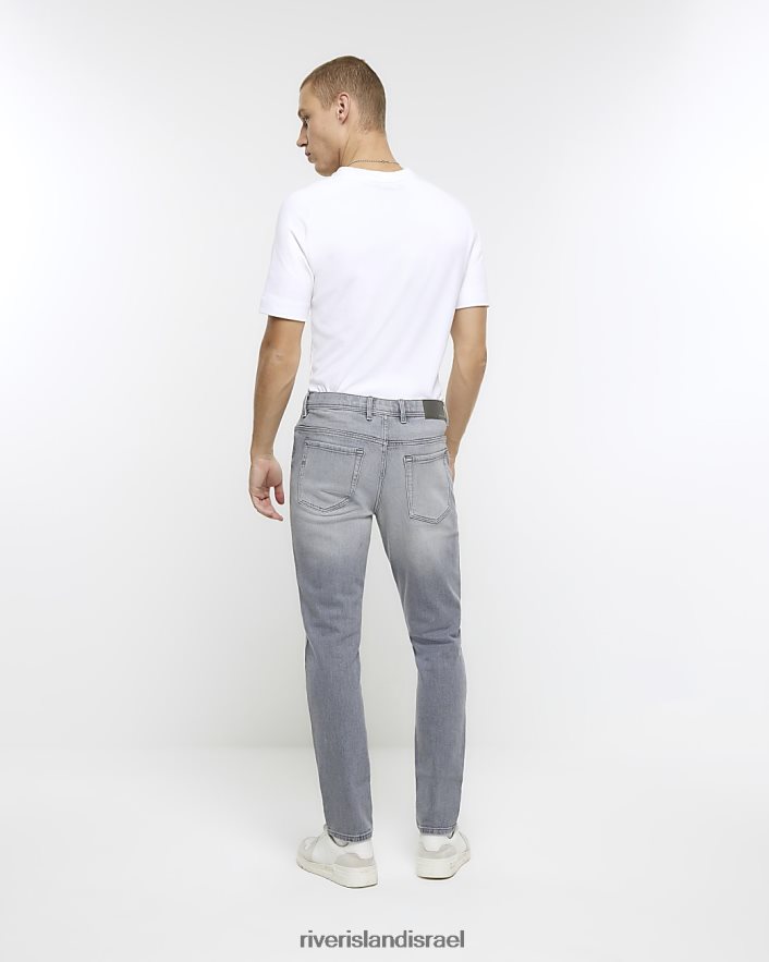 לבוש River Island ג'ינס דהה בגזרת סקיני אפור גברים BDZ4085563