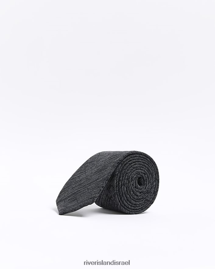 אביזרים River Island עניבה במרקם סאטן שָׁחוֹר גברים BDZ4085574