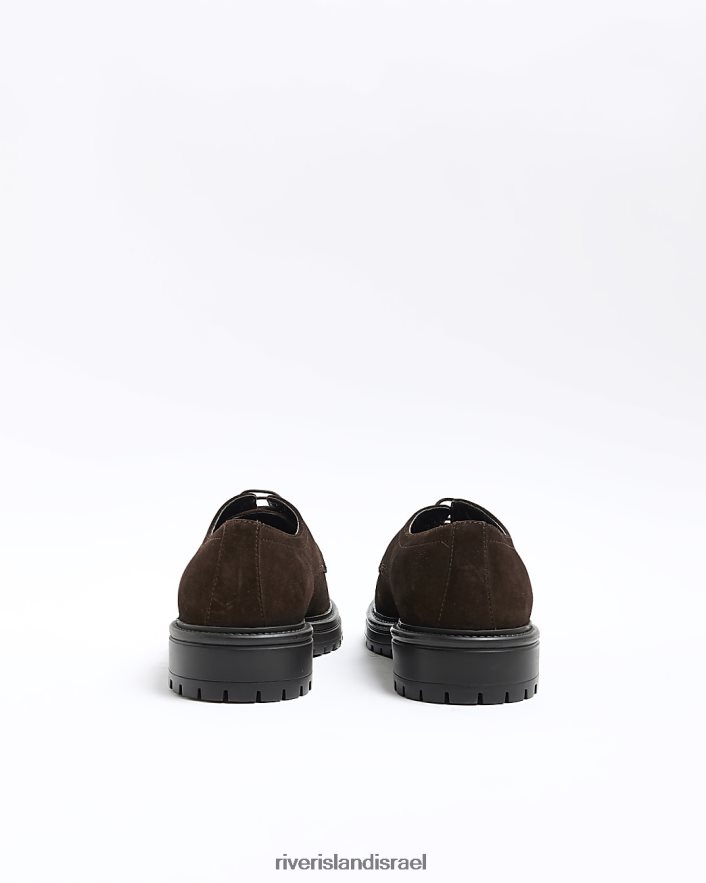 הַנעָלָה River Island נעלי דרבי שמנמנות זמש חום כהה גברים BDZ4085606