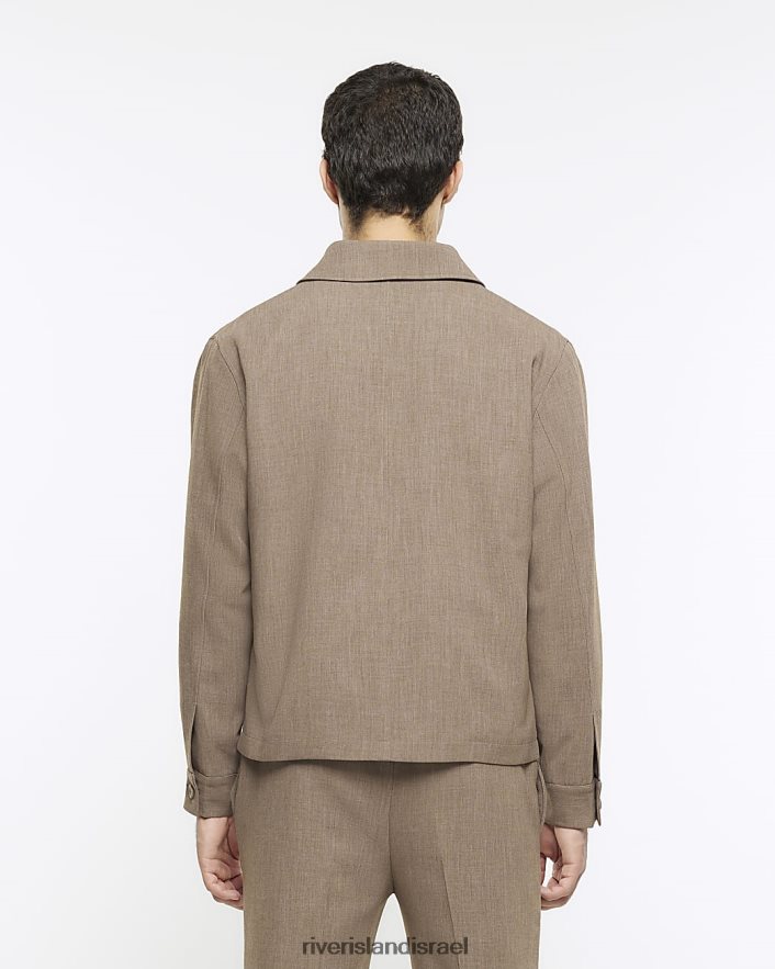 לבוש River Island ז'קט קל משקל בכושר רגיל בז' גברים BDZ4085607