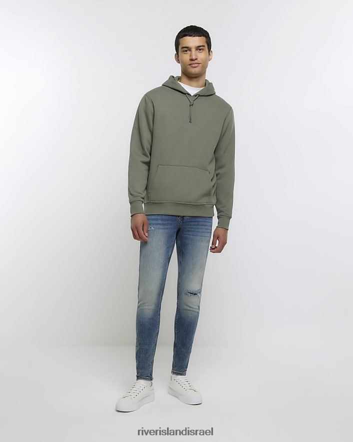 לבוש River Island ספריי על ג'ינס סופר סקיני קרוע כְּחוֹל גברים BDZ4085608