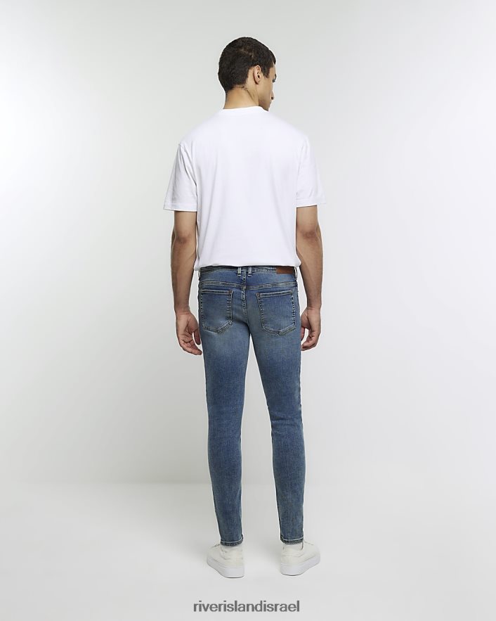 לבוש River Island ספריי על ג'ינס סופר סקיני קרוע כְּחוֹל גברים BDZ4085608