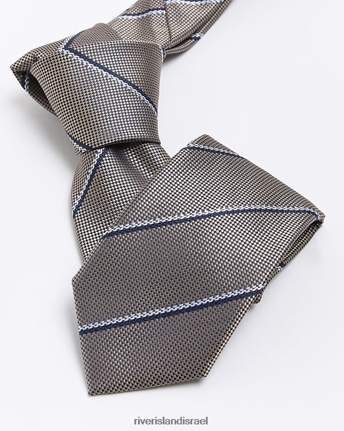 אביזרים River Island עניבה עם פסים בז' גברים BDZ4085613