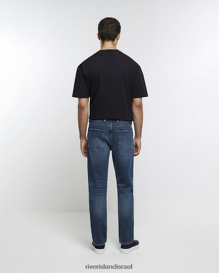 לבוש River Island ג'ינס בכושר ישר כְּחוֹל גברים BDZ4085615