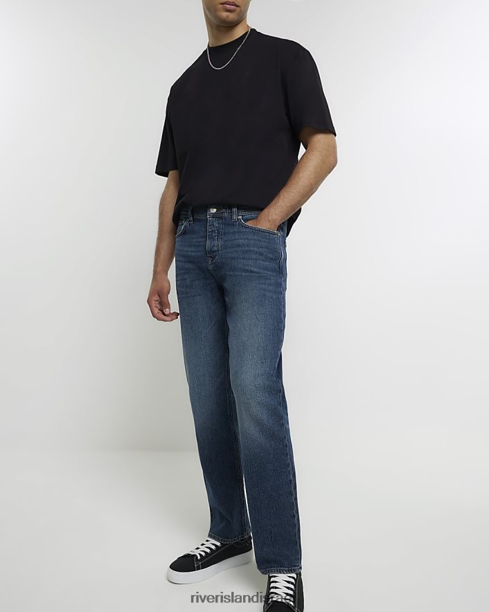 לבוש River Island ג'ינס בכושר ישר כְּחוֹל גברים BDZ4085615