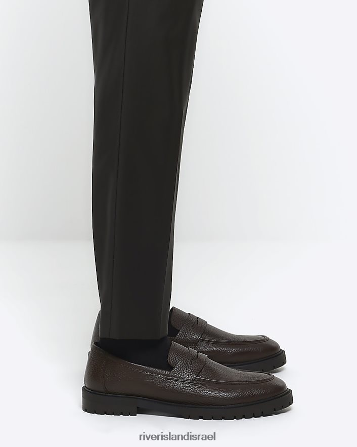 הַנעָלָה River Island נעלי לופרס עבותות מעור חום גברים BDZ4085621