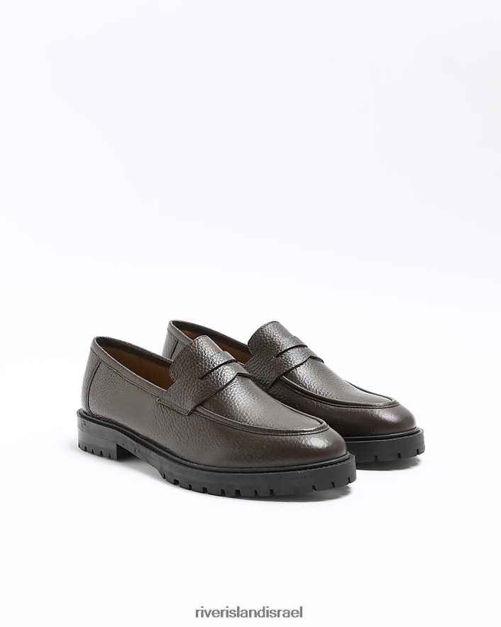 הַנעָלָה River Island נעלי לופרס עבותות מעור חום גברים BDZ4085621