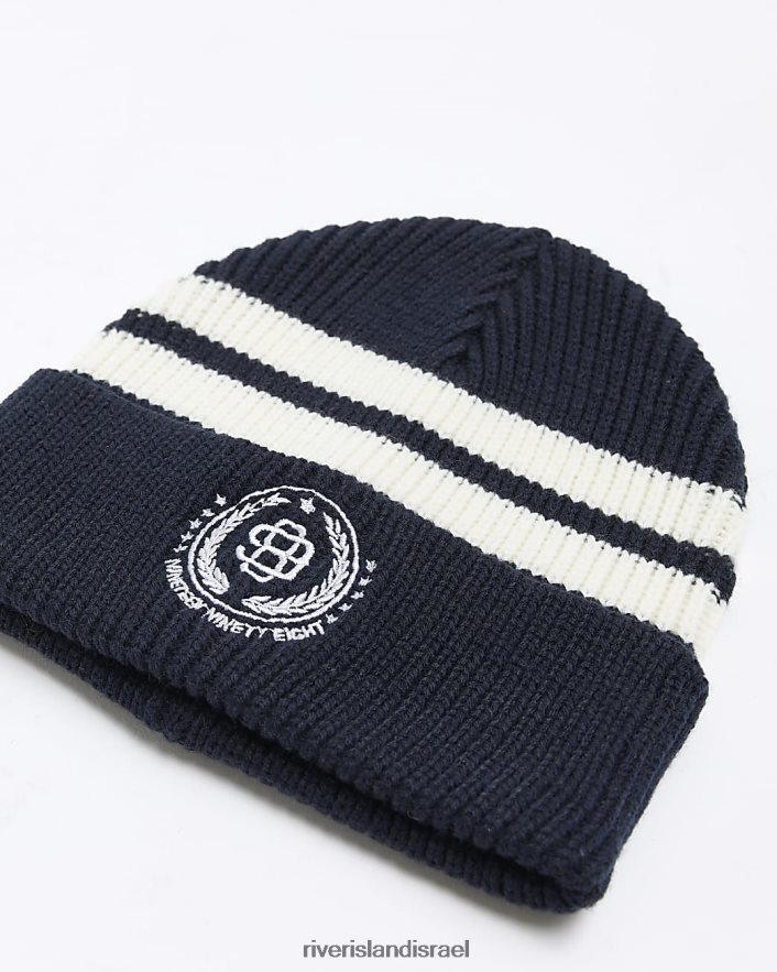 אביזרים River Island כיפה רקומה בפס חיל הים גברים BDZ4085624