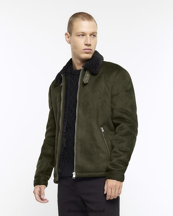 לבוש River Island ז'קט טייסים בגזרה רגילה ירוק גברים BDZ4085626