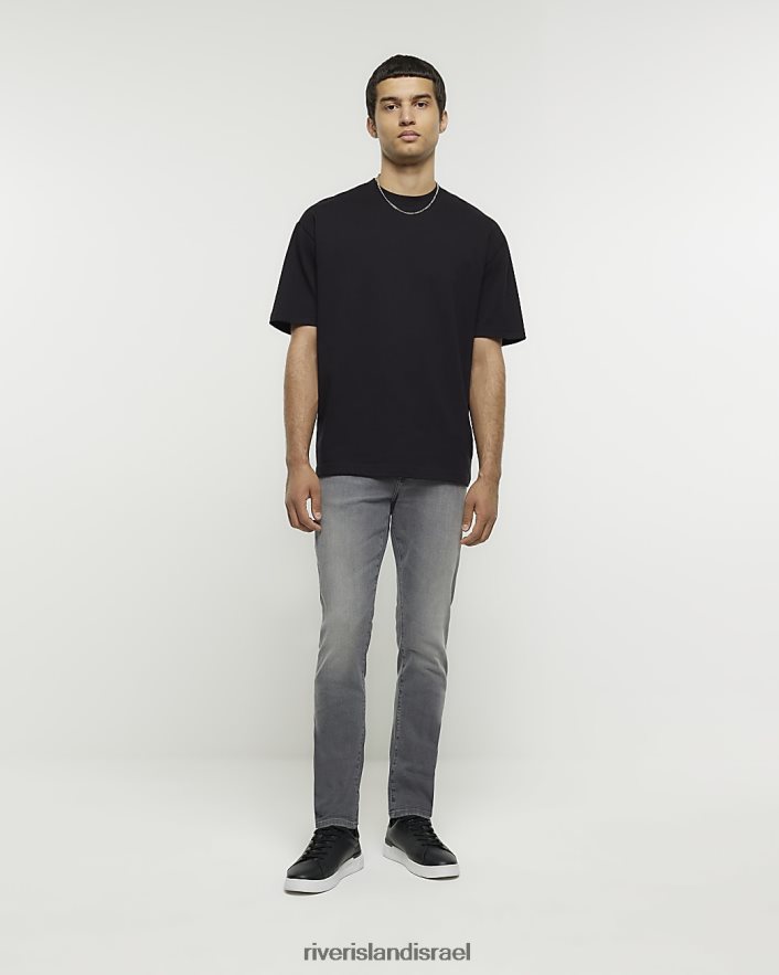 לבוש River Island ג'ינס דהה בגזרת סקיני אפור גברים BDZ4085627