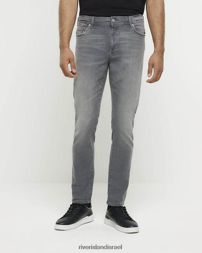לבוש River Island ג'ינס דהה בגזרת סקיני אפור גברים BDZ4085627