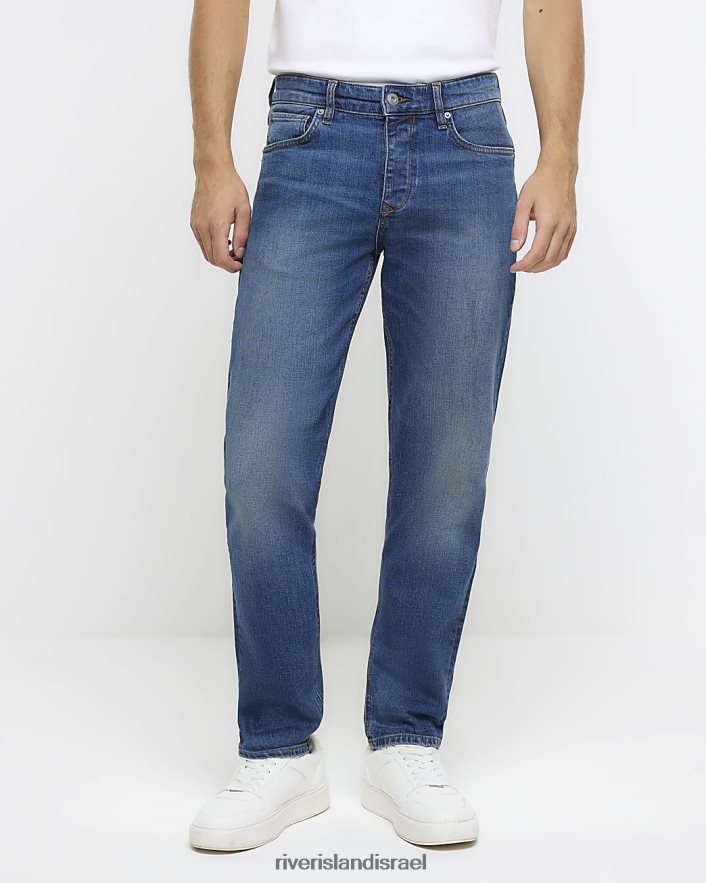 לבוש River Island ג'ינס דהוי בגזרה דקיקה כחול כהה גברים BDZ4085633