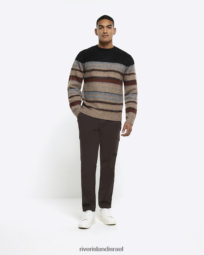 לבוש River Island מגשר פסים בגזרה דקיקה שָׁחוֹר גברים BDZ4085635