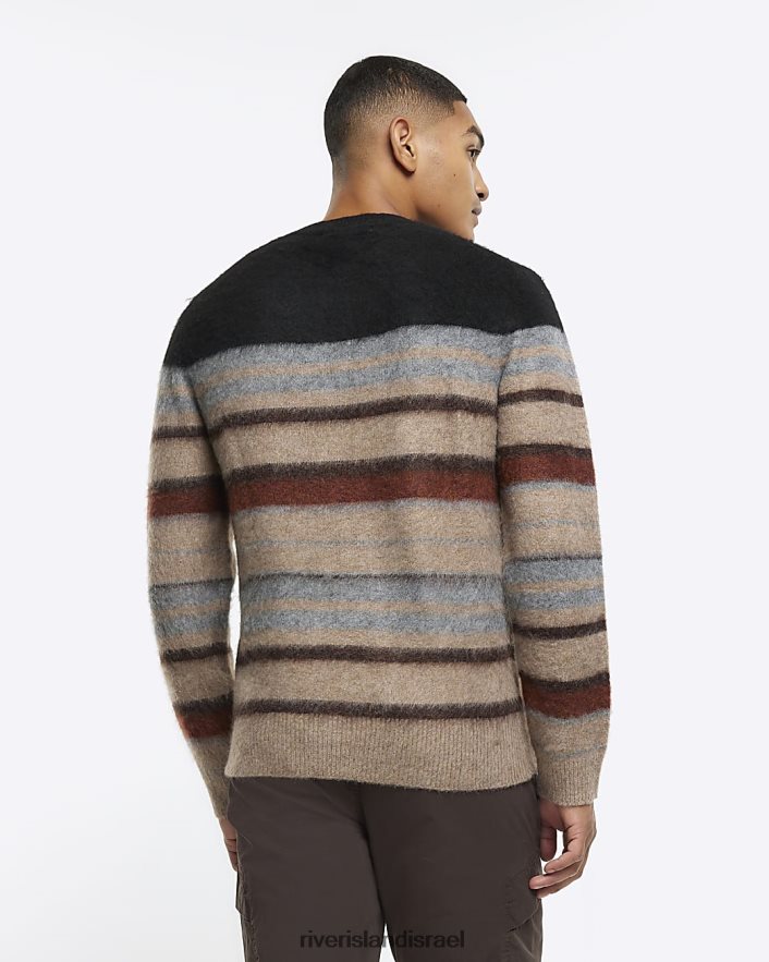 לבוש River Island מגשר פסים בגזרה דקיקה שָׁחוֹר גברים BDZ4085635