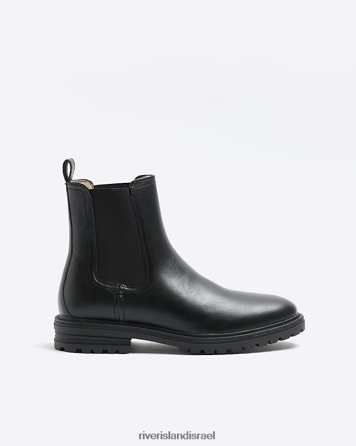 הַנעָלָה River Island מגפי צ'לסי דמוי עור בגזרה רחבה שָׁחוֹר גברים BDZ4085637