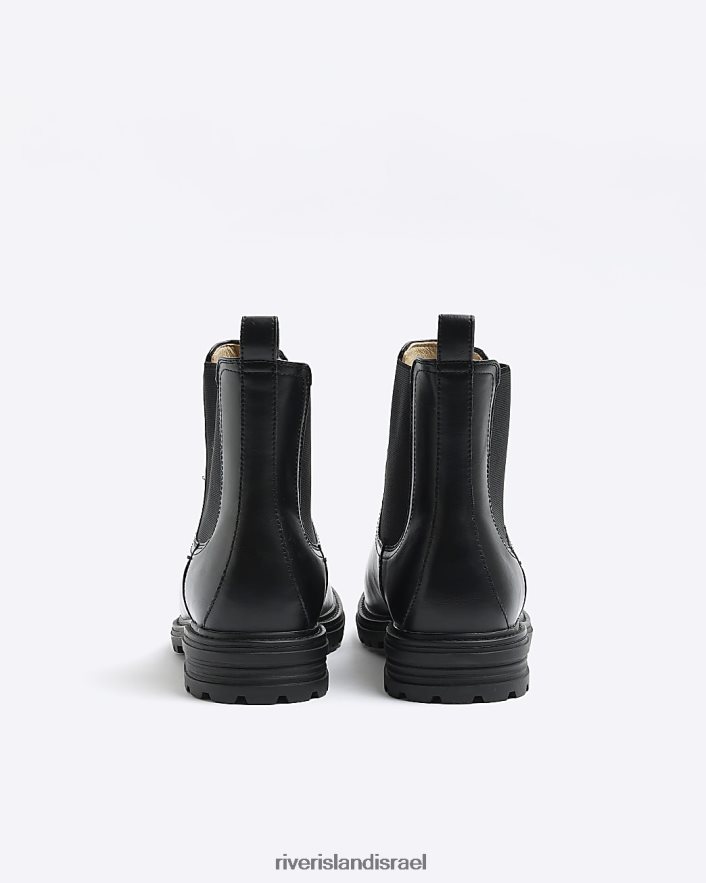 הַנעָלָה River Island מגפי צ'לסי דמוי עור בגזרה רחבה שָׁחוֹר גברים BDZ4085637