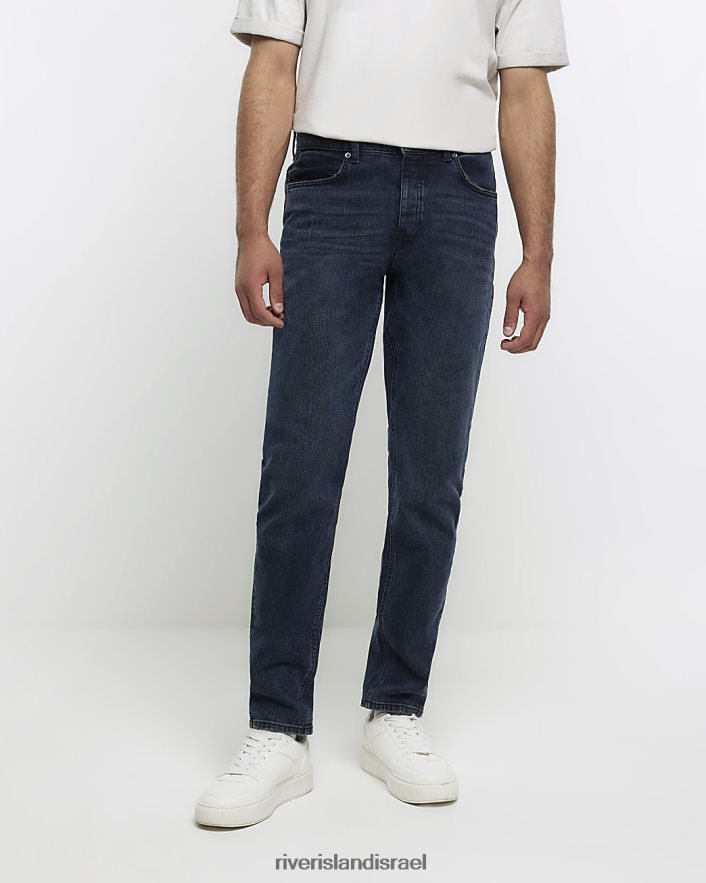 לבוש River Island ג'ינס שטוף בגזרה דקיקה כחול כהה גברים BDZ4085638