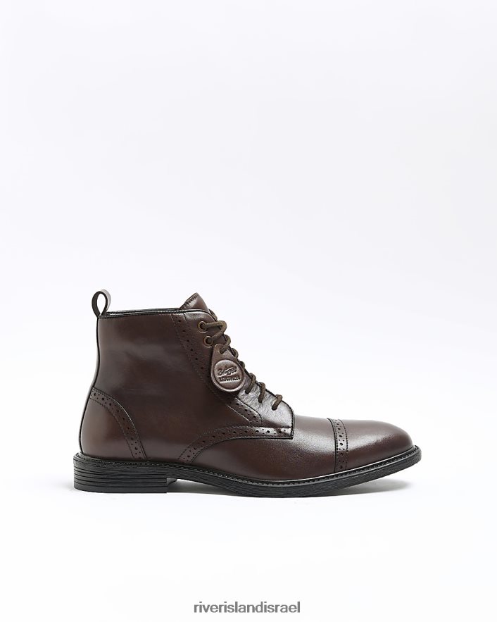הַנעָלָה River Island מגפי ברוג מעור חום גברים BDZ4085641