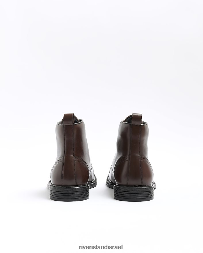 הַנעָלָה River Island מגפי ברוג מעור חום גברים BDZ4085641