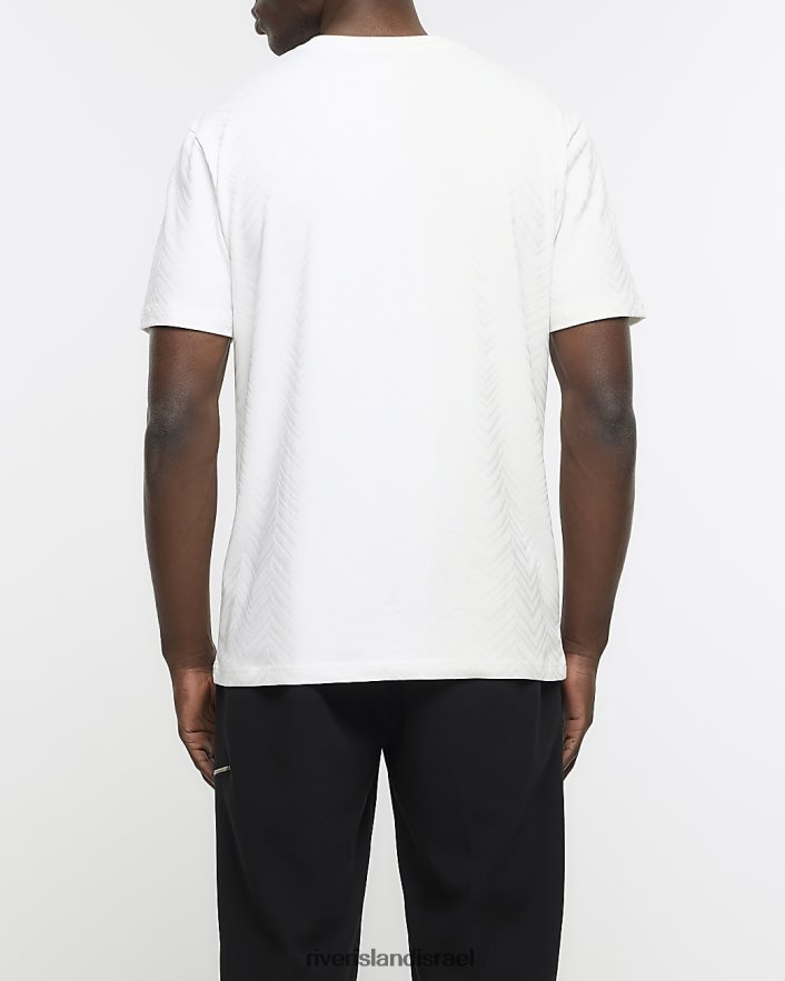 לבוש River Island חולצת טריקו רקומה רגילה לבן גברים BDZ4085643