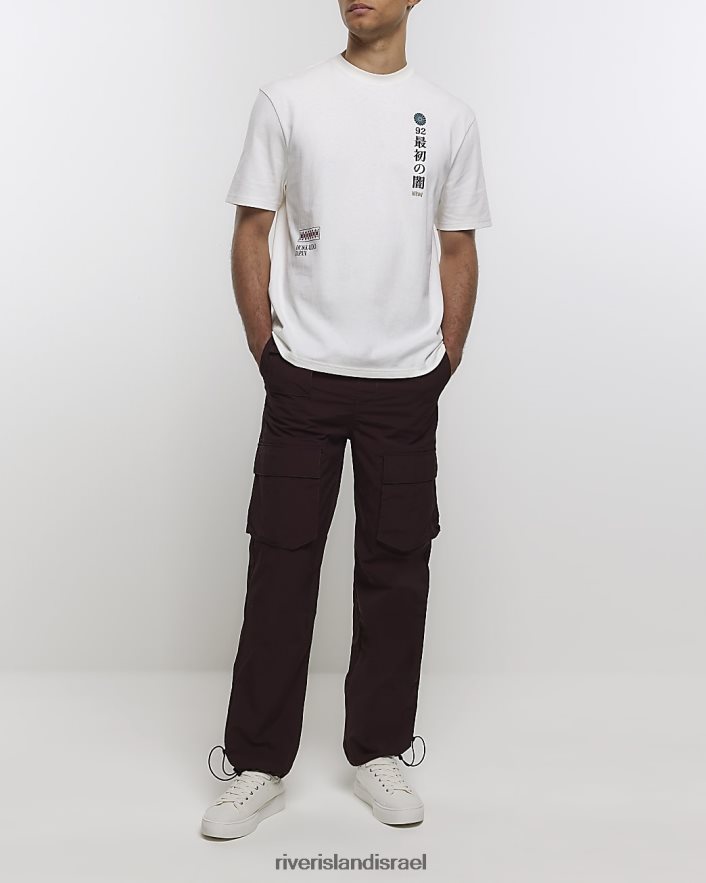 לבוש River Island חולצת טריקו גרפית יפנית בכושר רגיל אקרו גברים BDZ4085644