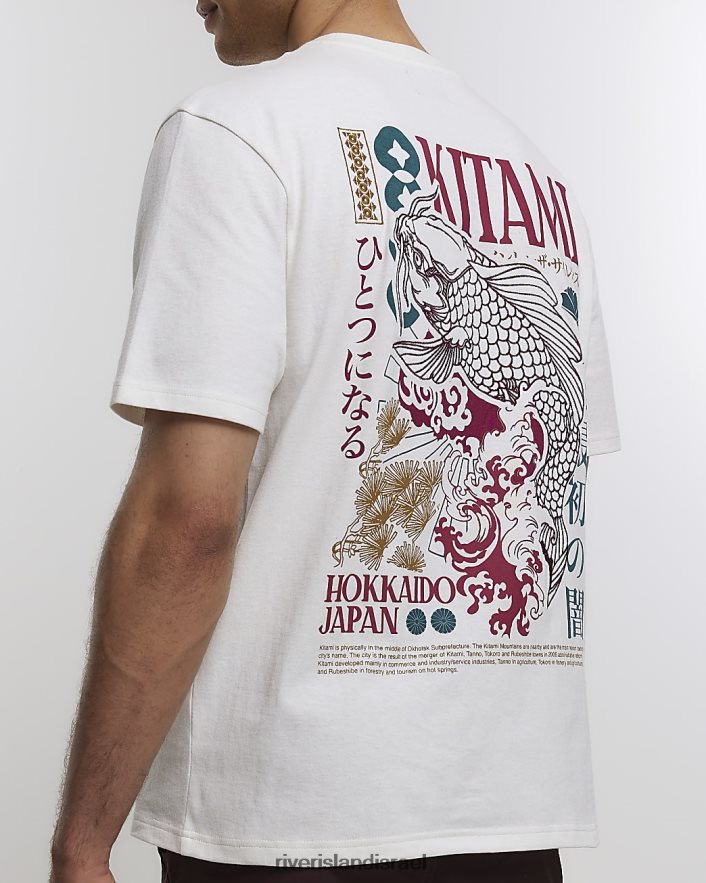 לבוש River Island חולצת טריקו גרפית יפנית בכושר רגיל אקרו גברים BDZ4085644