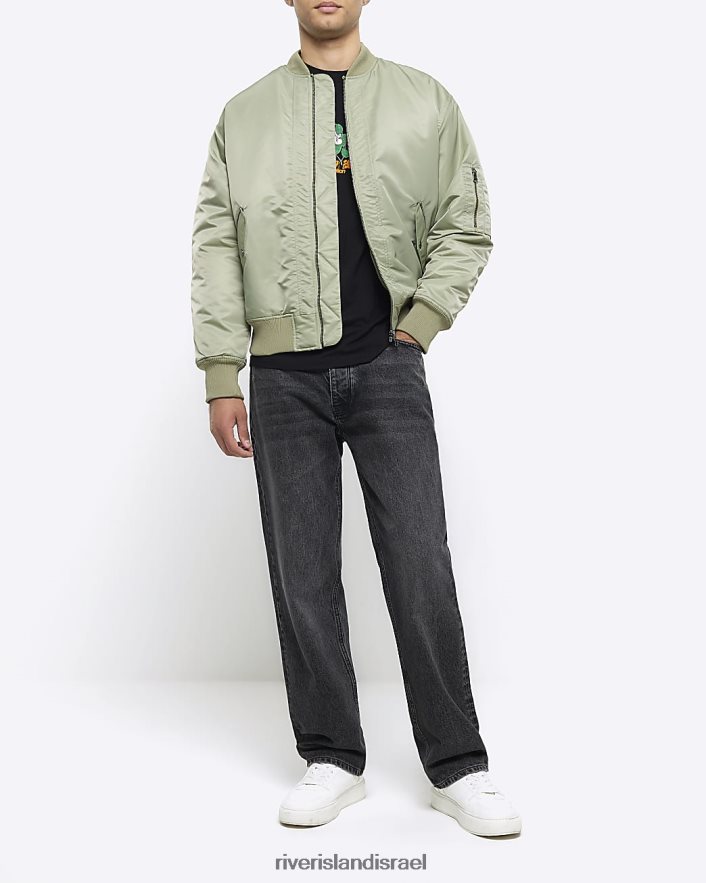 לבוש River Island חולצת טריקו גרפית פרחונית בכושר אוברסייז שָׁחוֹר גברים BDZ4085657