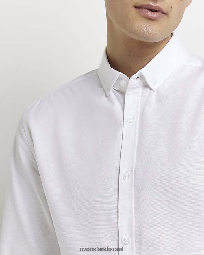לבוש River Island חולצת אוקספורד עם שרוול ארוך לבן גברים BDZ4085658
