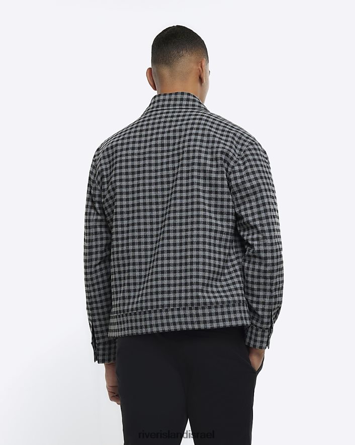 לבוש River Island ז'קט הרינגטון בעל גזרה בגזרה דקיקה אפור גברים BDZ4085661