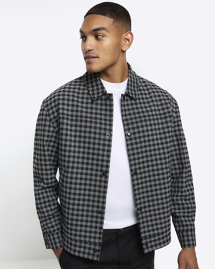לבוש River Island ז'קט הרינגטון בעל גזרה בגזרה דקיקה אפור גברים BDZ4085661