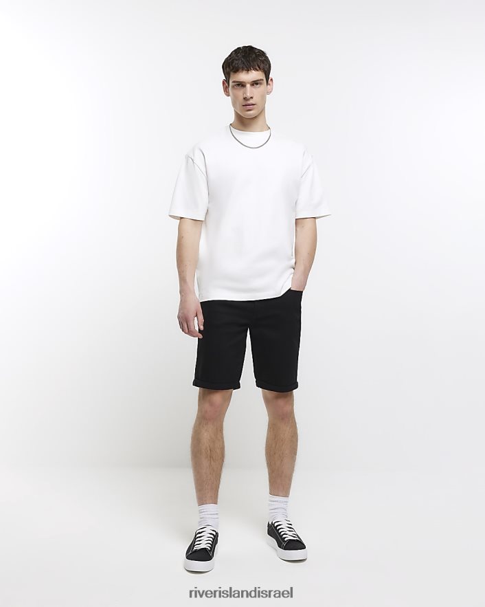 לבוש River Island מכנסי ג'ינס קצרים בגזרה רזה שָׁחוֹר גברים BDZ4085665