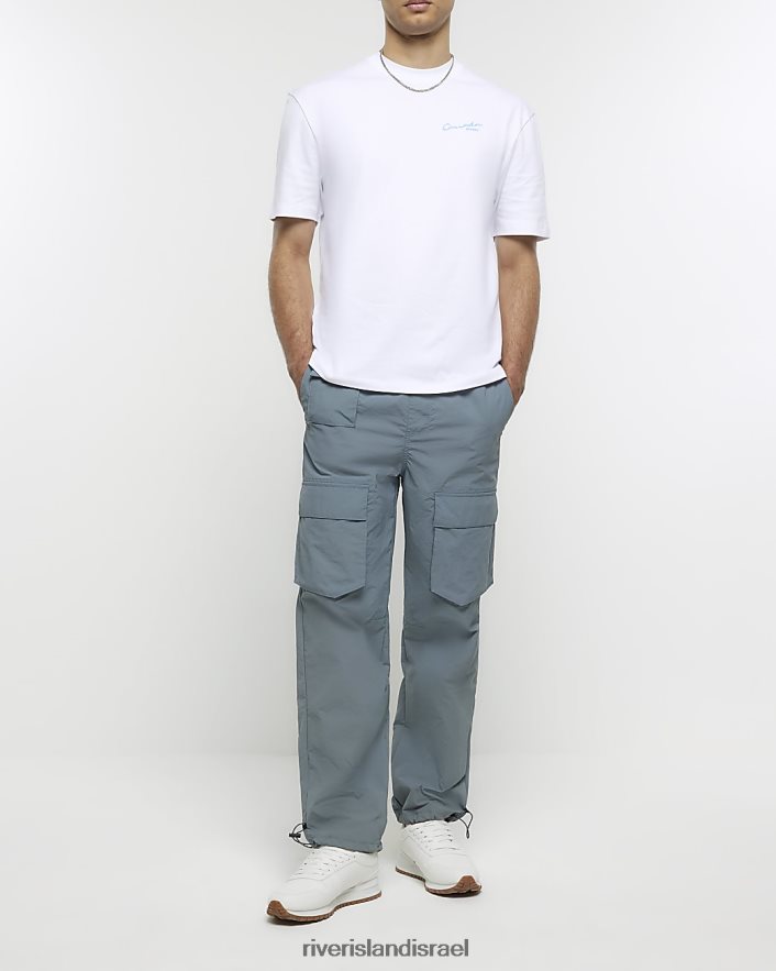 לבוש River Island חולצת טריקו עם הדפס גרפי בהתאמה רגילה לבן גברים BDZ4085668