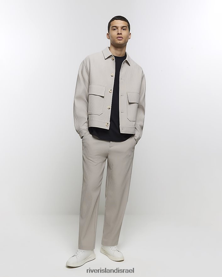 לבוש River Island ז'קט פליס הרינגטון בכושר רגיל אקרו גברים BDZ4085674