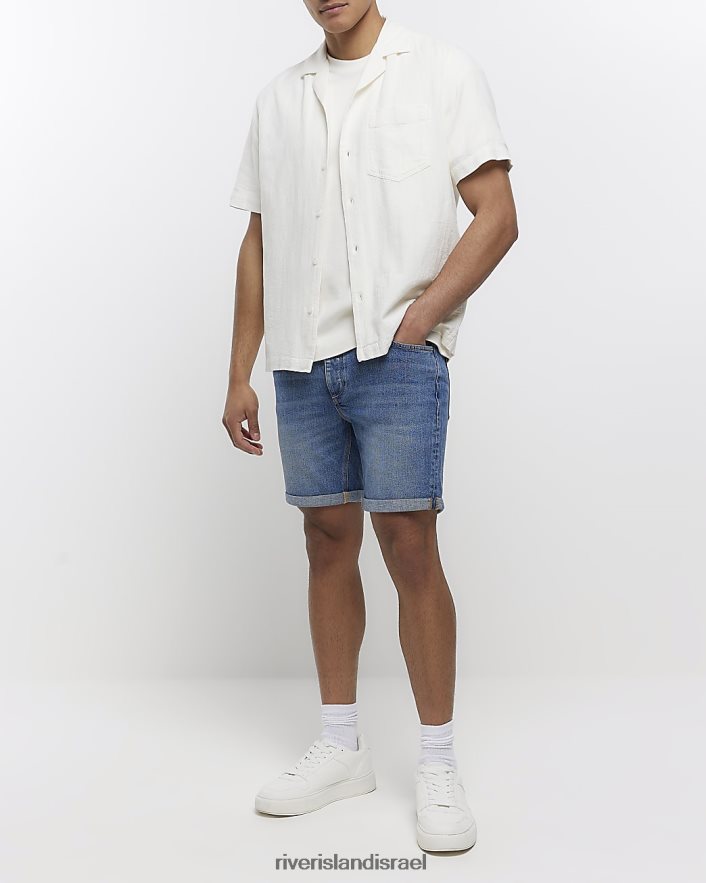 לבוש River Island מכנסי ג'ינס דהויים בגזרה דקיקה כְּחוֹל גברים BDZ4085675