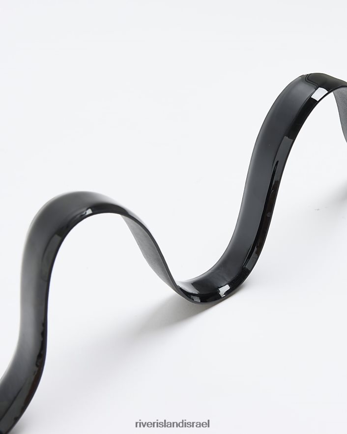 אביזרים River Island חגורת אבזם מעור מלאכותי שָׁחוֹר גברים BDZ4085679