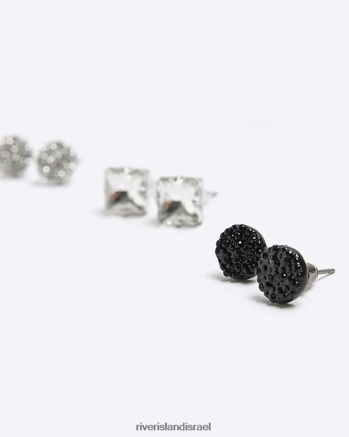 אביזרים River Island עגילי צמודים וחישוק רב חבילה שָׁחוֹר גברים BDZ4085705