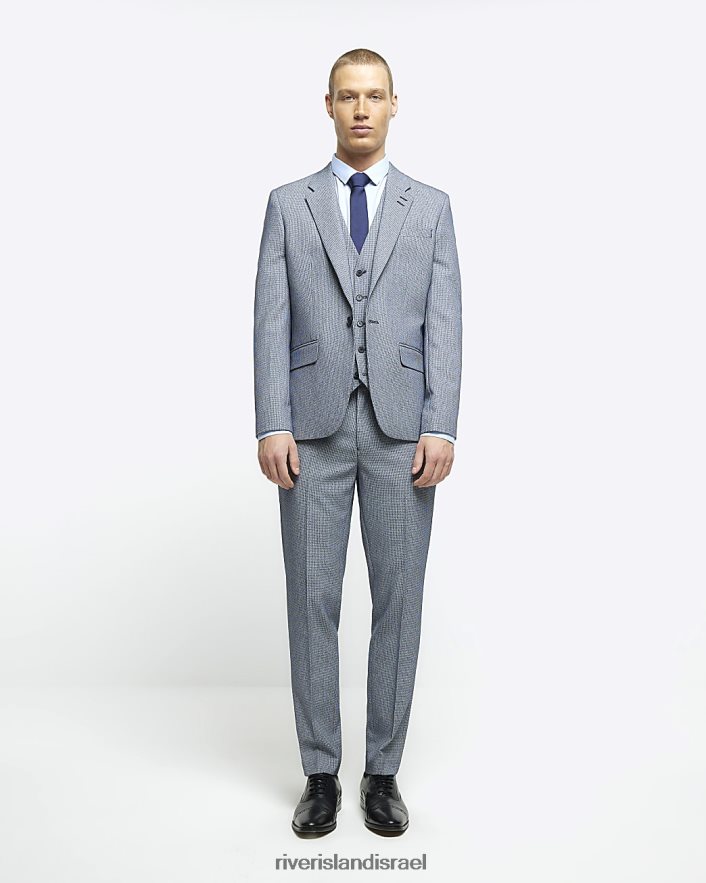 לבוש River Island ז'קט חליפת כלב בגזרה רזה כְּחוֹל גברים BDZ4085711