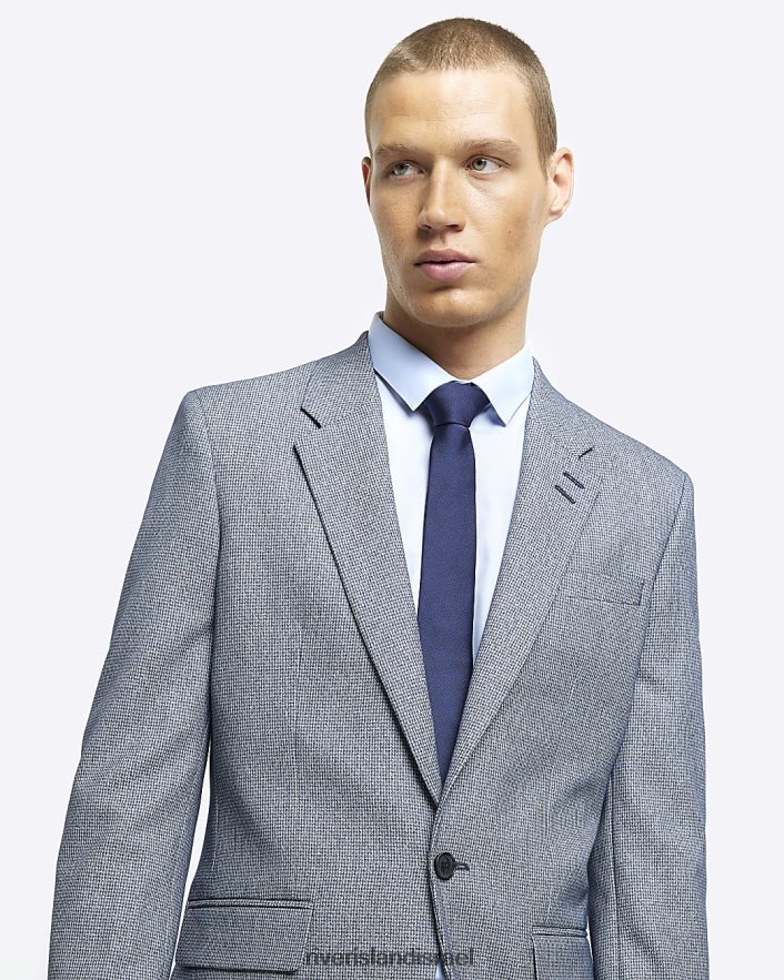 לבוש River Island ז'קט חליפת כלב בגזרה רזה כְּחוֹל גברים BDZ4085711