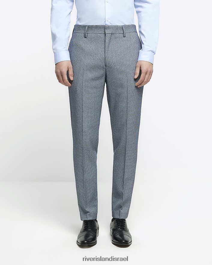 לבוש River Island מכנסיים חליפת שיניים בגזרה רזה כְּחוֹל גברים BDZ4085723
